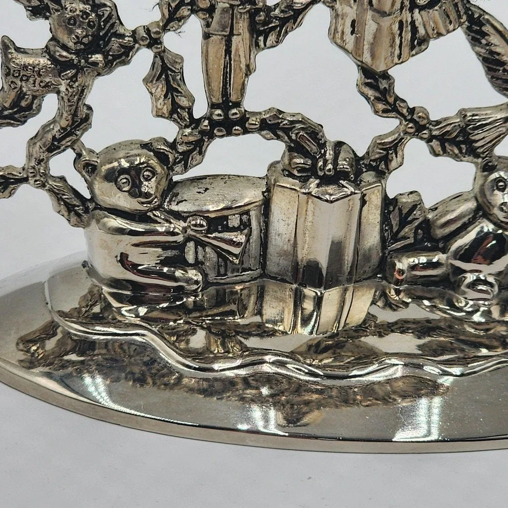 Vintage Christmas Tree Candlestick Holder Silverplate Holiday Decor 9.75